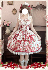 ZhiJinYuan - Strawberry Bear - Sweet Lolita Jumper Dress, Strawberry Bear Prints