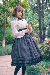 Surface Spell-Gothic Lolita High Waisted Stripe Skirt Customizable