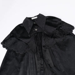 With Puji - Pilgrim - Black Gothic Lolita Cape, Detachable 2-Piece