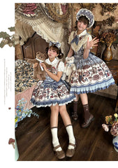 Spireme Cat - Hazelnut Bear - Kawaii Lolita Dress, Bear & Dessert Print