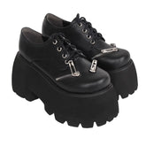 Angelic Imprint - Punk Lolita Round Toe Black Platform Shoes
