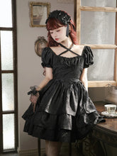 Eieyomi - Thorn Rose - Gothic Lolita Three-layer Ruffle Black OP
