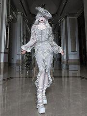 Blood Supply - Rose Funeral - Halloween Rose Slit Mermaid Lolita Skirt