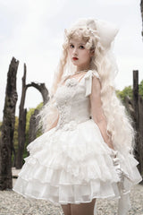 Your princess - Sweet Lolita White Princess Flounce Hemline OP
