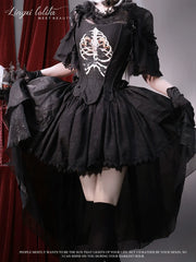 Lingxi Lolita - Bone island Gothic Lolita Corset Goth Blouse Skirt Set