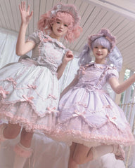 The Seventh Doll - Sweet Diary SP - Vintage Lolita Jumper Dress Petal-like Hem JSK Headdress Set