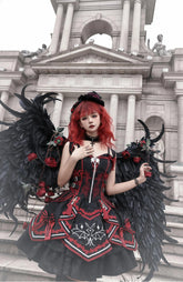 OCELOT - Dark Bat Motion - Gothic Lolita JSK Black Red Goth Jumper Dress