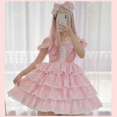 Ilovexiaolu - Princess Tata Kawaii Solid Color Lolita JSK