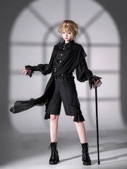 CastleToo - Eternal City - Black Ouji Lolita Pointed Collar Shirt Outfit