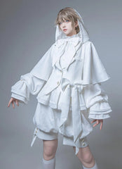 Princess Chronicles - Rabbit Hunting White Moonlight - Handsome Ouji Lolita Coat Rabbit Ears Pants Set