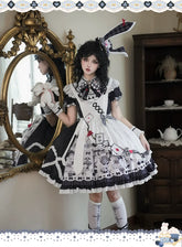YingLuoFu - Alice - Kawaii Lolita OP Dress, Rabbit & Playing Card Motifs