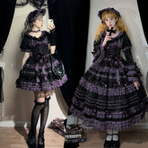 Uncle's Workshop - Stacked Black Currant - Gothic Lolita OP Dress, Detachable Skirt Hem