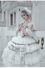 Cat Fairy - Dark Starry Night - Wedding Lolita Jumper Dress Black And White Tea Party Dress