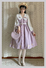 EESSILY - Window Rose - Classic Lolita OP Front Buttoned Embroidery Lolita Dress