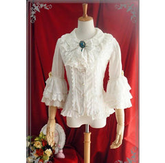 Strawberry Witch - Flower Wedding White Dark Blue Blouse