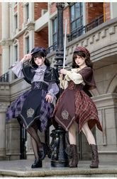 Forest Fluorescent Carps - Queen's Game - Military Lolita OP Plaid Ouji Lolita Dress Set