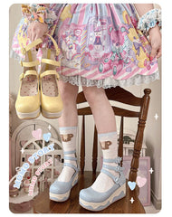 Momo - Bear Birthday Party - Kwaii Lolita Shoes Round Toe Platform Shoes