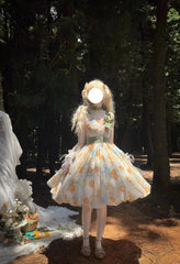 Akiyama Future Studio - Sunflower Print Lolita JSK Dress in Breathable Light Fabric