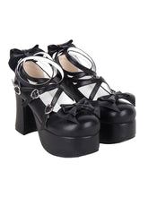 Angelic imprint - Maid Lolita Shoes High Heel Bow Round Toe Shoes
