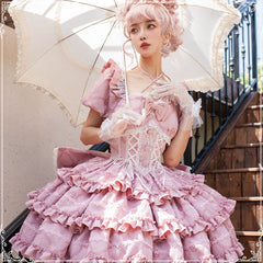OCELOT - Puff Rose - Sweet Lolita OP Princess Bow Trailing Lolita Dress
