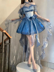 Meowing and fruity - Elegant Lolita Gradient Dark Blue Prom Dress Set