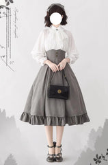 Forest Wardrobe - Misty Forest - Elegant Vintage Fishbone Lolita Long Skirt & Vest