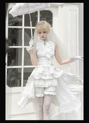 Forest Fluorescent Carps - Omega Wedding Gothic Ouji Lolita White Suit