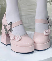 Dreamland - Cyclic Wonders - Elegant Lolita High Platform Shoes with Butterfly and Rose Details