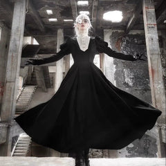 Wanqingyuan - Halloween Gothic Lolita OP Nun Style Long Sleeve Dress
