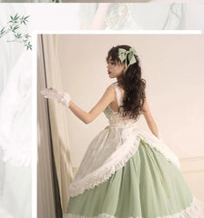 Daydream Whisper - Toting Basil - Plus Size Wedding Lolita Dress Green Bridal JSK