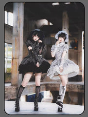 Susin Lolita - Striped Cross - Gothic Coordinated Lolita Set, Adjustable Blouse & Skirt