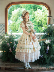 Lemon Cantata - Lily of the Valley - Country Lolita OP Dress, Tiered Ruffles