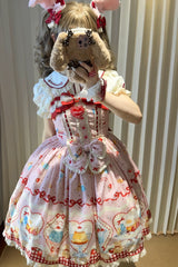DreamWhale - Showa Dessert Showcase - Kawaii Lolita Dress Suit Pudding-Inspired JSK/Salopette