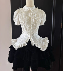 FlowerFairyDaily - Tiana's Wardrobe - Doll-like Lolita Shirt With Ruffles/Adjustable Back Strap