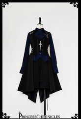 Princess Chronicles - Black and Blue - Male Lolita Ouji Swallowtail Vest