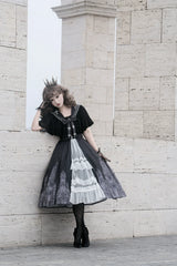 Cornfield Lolita - Silent Church - Gothic Lolita JSK Dress Printed Dress Thin Shawl Set