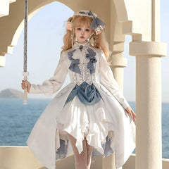 Forest Fluorescent Carps - Crumbling Skeleton - Ouji Lolita Vest Fishbone Embroidery Prince Pants Suits