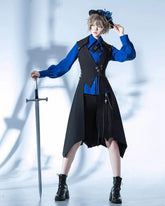 Princess Chronicles - Crimson Ash Zero - Ouji Lolita Vest Handsome Slim Long Black Vest