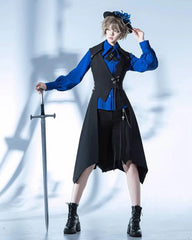Princess Chronicles - Crimson Ash Zero - Ouji Lolita Vest Handsome Slim Long Black Vest