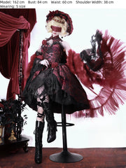 Cornfield Lolita - Rose Blood - Black Red Gothic Lolita JSK Jacquard Court Dress