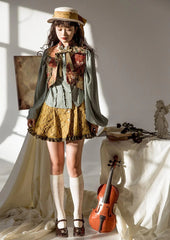 ZJstory - Gilded Age - Vintage Lolita Vest Suit Oil Painting Style Skirt Coat
