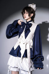 Princess Chronicles - Rabbit Hunter - Ouji Lolita Shirt Sapphire Blue Long Sleeve Blouse