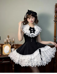 Alice Girl - Arrogant Miss - Sweet Lolita Jumper Dress with Tiered Lace Dress