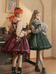 Forest Fluorescent Carps - Classic Lolita Salopette Set Violin Preppy Style Dress