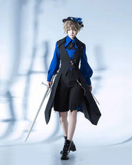Princess Chronicles - Crimson Ash Zero - Ouji Lolita Vest Handsome Slim Long Black Vest