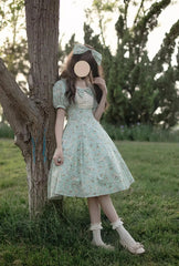 Forest Song - Pastoral Poem - Elegant Lolita OP Dress Floral Print 6-Piece Cut Lolita Dress