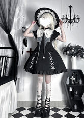 ZhiJinYuan - Spider Witch - Gothic Lolita Dark-theme Cobweb Unique OP