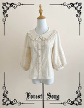 Forest Song - Daily Lolita Shirt Apricot Embroidered Blouse