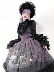 Dark Circle Clinic - Barbara Manor Night - Gothic Lolita JSK Pleated Floral Print Lolita Dress