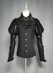 FOXTROT - Black Mist Beloved - Corset Gothic Lolita SK, Shirt, Faux Leather Cage Overlay